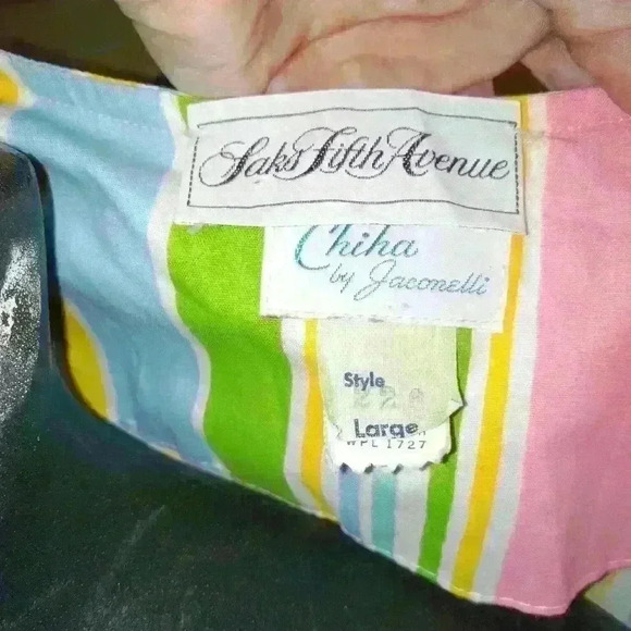 Saks Fifth Avenue Chiha by Jaconelli Rare VintageVertical Pastel Lines H… - Picture 10 of 16